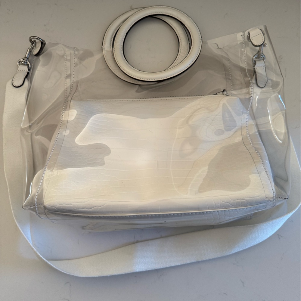 Banana Republic Clear PVC Tote with White Inserts